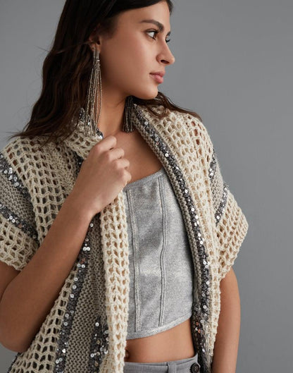 Brunello Cucinelli Bicolor Fibres Sleeveless Jacket