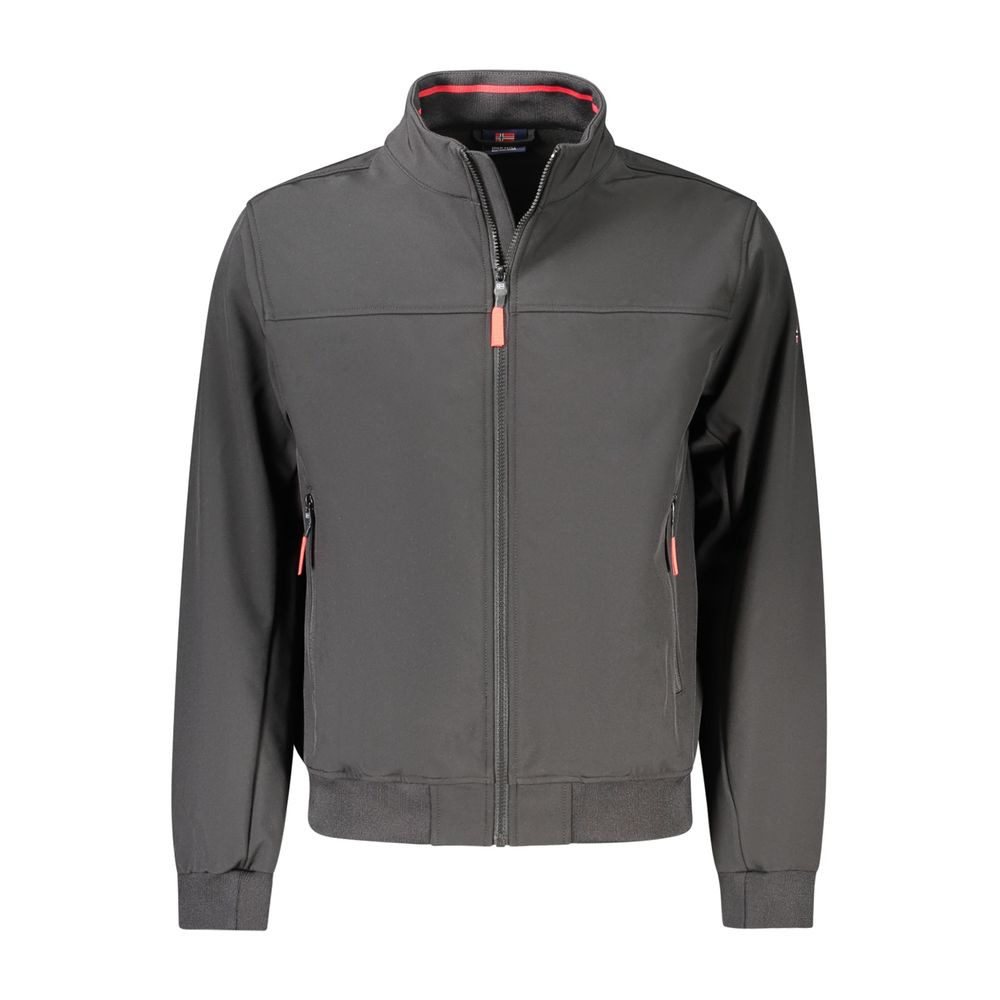 Norway 1963 Explorer Men's Softshell Fleeced Stretch Polyester Windbreaker Jacket - Black