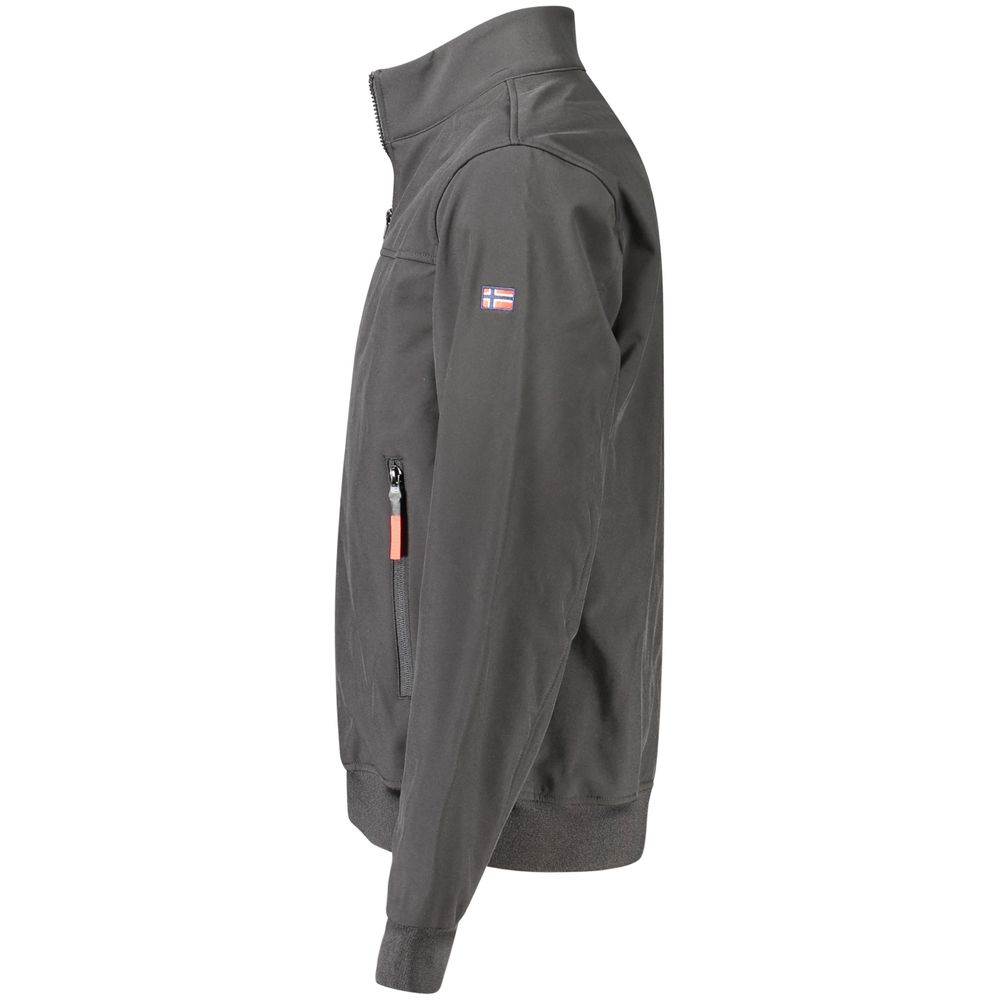 Norway 1963 Explorer Men's Softshell Fleeced Stretch Polyester Windbreaker Jacket - Black