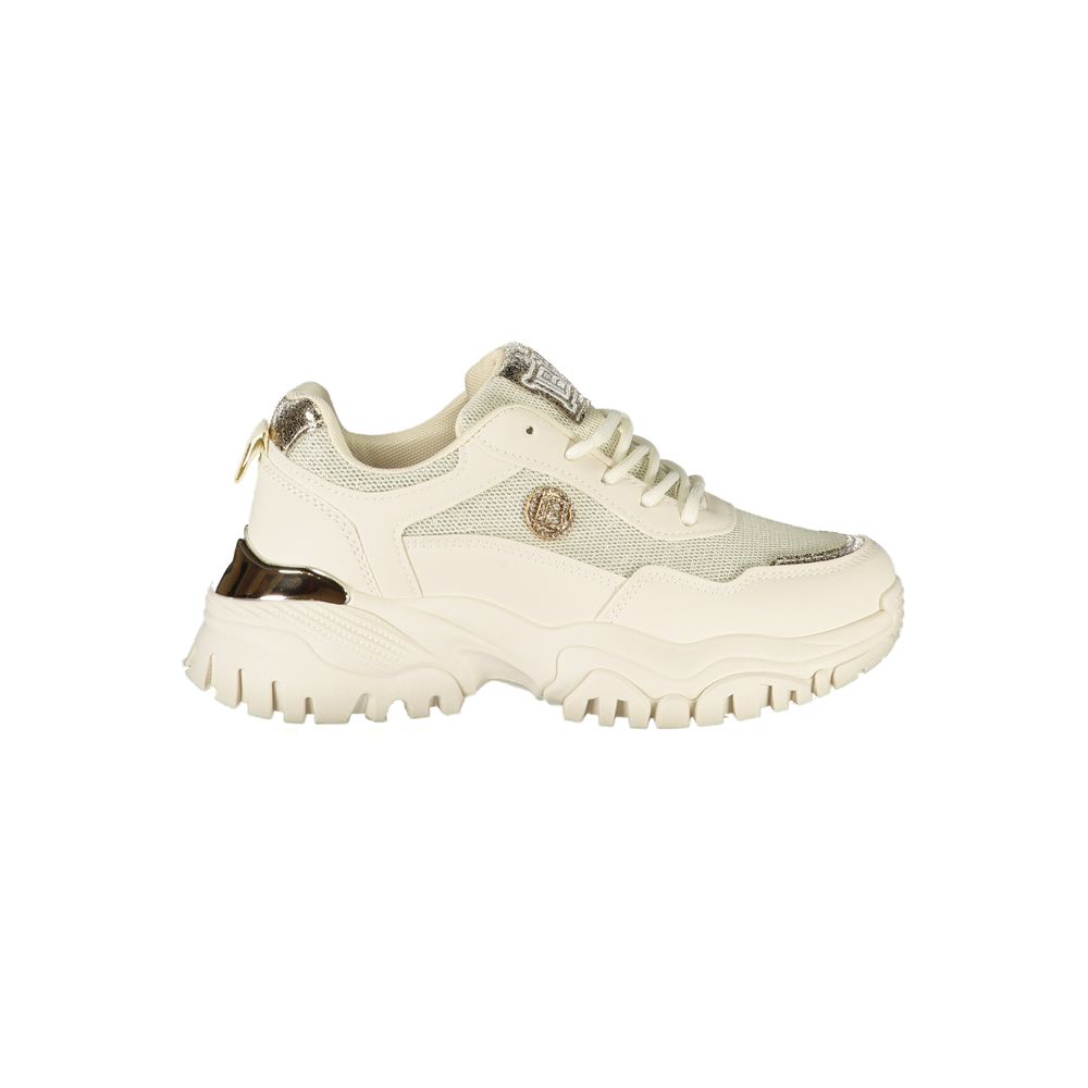 Athletic Sneakers by Laura Biagiotti for women in polyester & polyurethane beige features an architectural silhouette from the Essence Women's Athletic Polyester & Polyurethane Sneakers collection, showcasing a architectural athletic style for a architectural look.