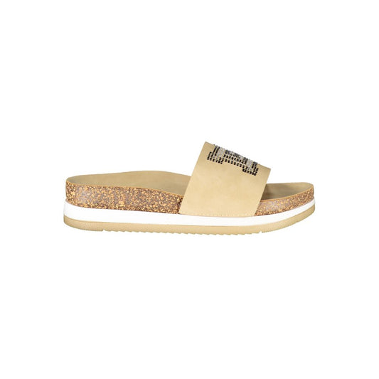 Sandals by Laura Biagiotti for women in polyurethane & rhinestone beige features an architectural silhouette, showcasing the architectural Women's Polyurethane & Rhinestone Sandals with a and .