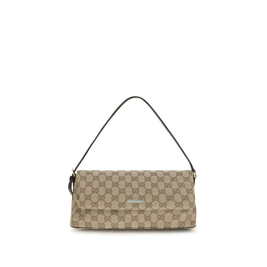 Medium Shoulder Handbag by Gucci for women in leather blue, brown, gold & patterned features a ornamental silhouette, showcasing a secure snap, zipper & magnetic, ample , and ornamental shoulder-strap & adjustable-strap for a sophisticated look.