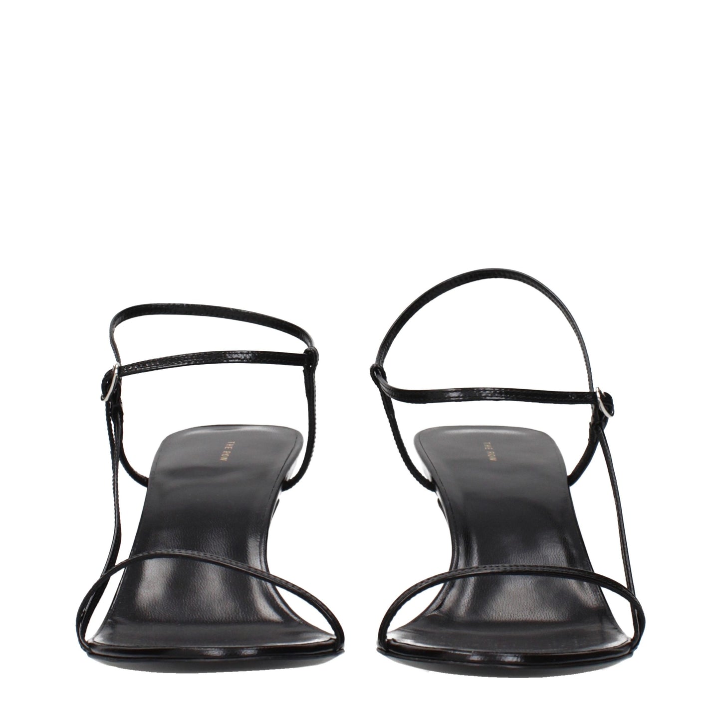 The Row Black Leather Stiletto Heel Sandals