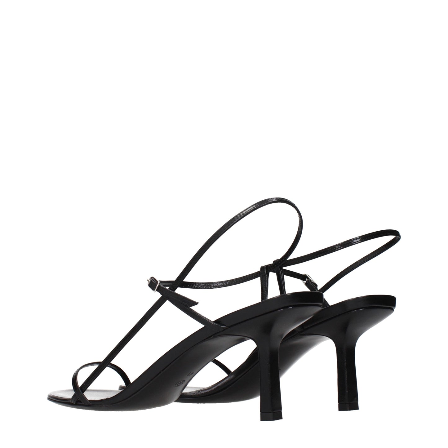 The Row Black Leather Stiletto Heel Sandals