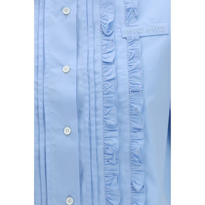 Miu Miu Blue Cotton Shortsleeve Shirt