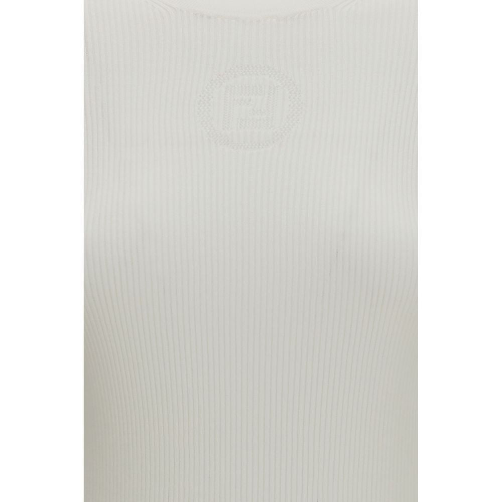 Fendi Women's Regular Fit Round Neck Cotton Sweatshirt - White Signature
