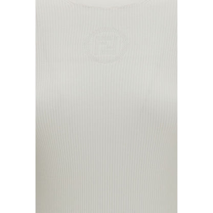 Fendi Women's Regular Fit Round Neck Cotton Sweatshirt - White Signature