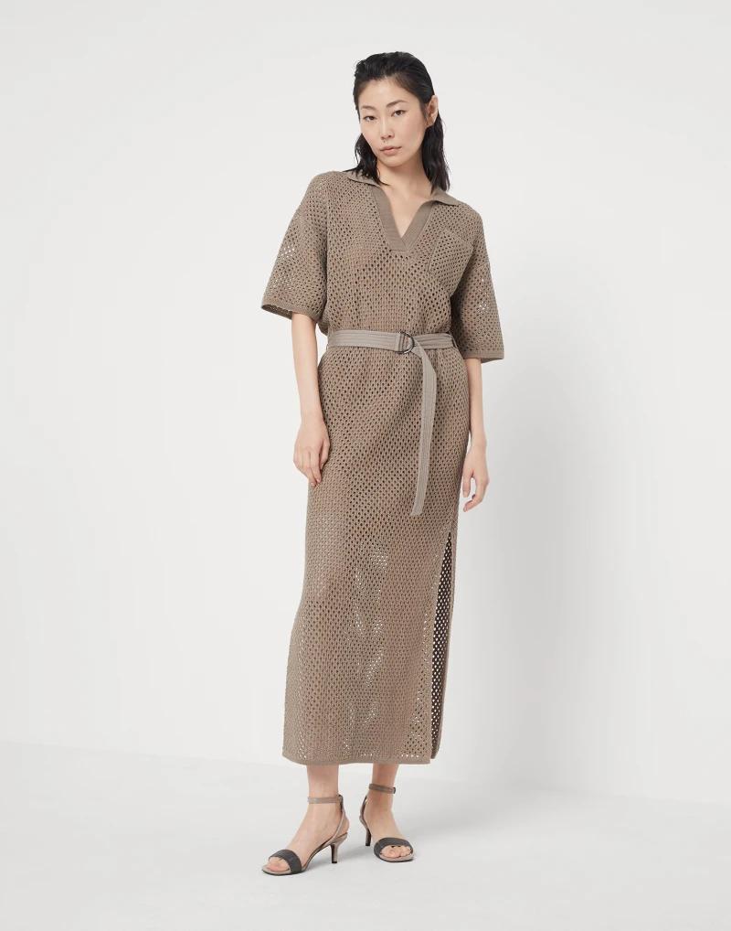 Brunello Cucinelli Brown Cotton Casual Dress