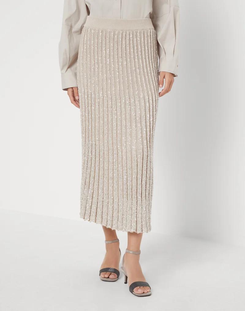 Brunello Cucinelli Bicolor Polyamide Long Skirt