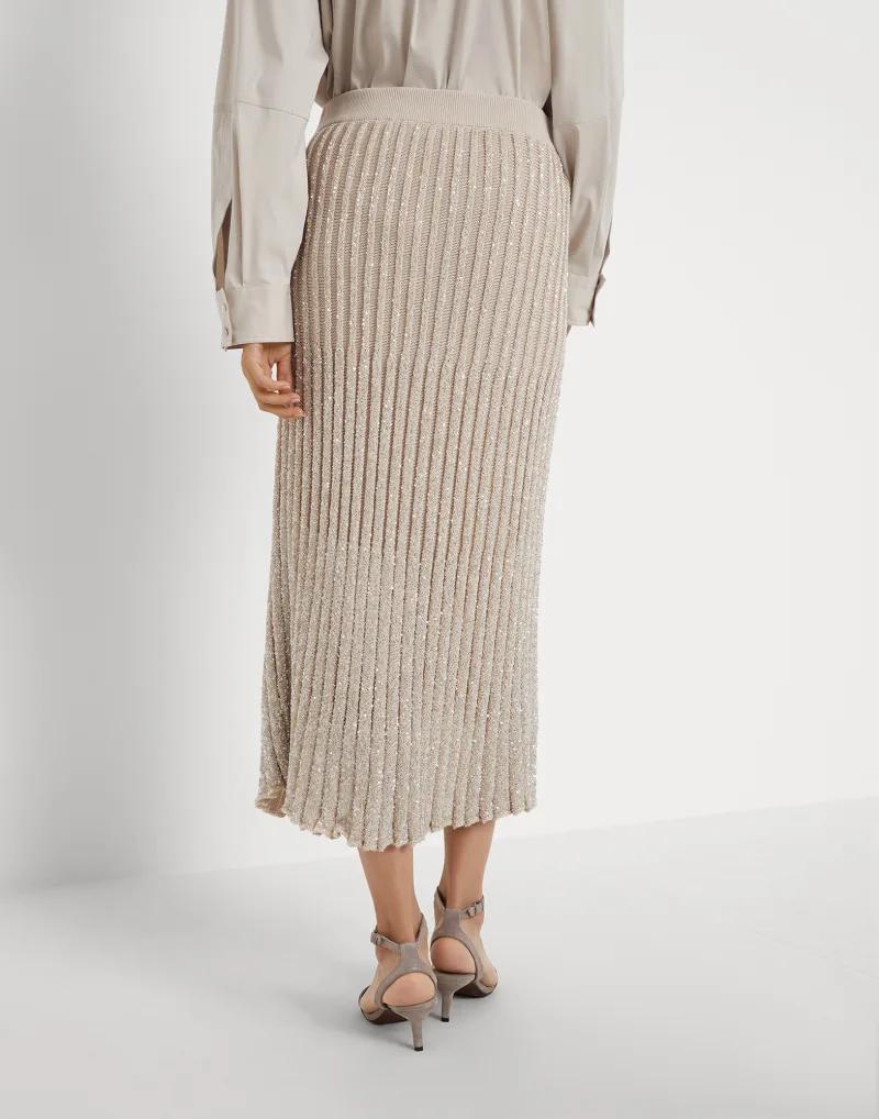 Brunello Cucinelli Bicolor Polyamide Long Skirt