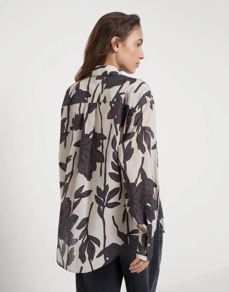 Brunello Cucinelli Bicolor Cotton Pattern Shirt