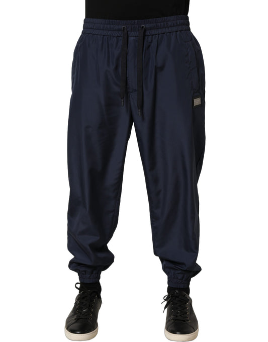 Dolce & Gabbana Men's Skinny Athletic Polyester Jogger Sweatpants - Dark Blue Signature