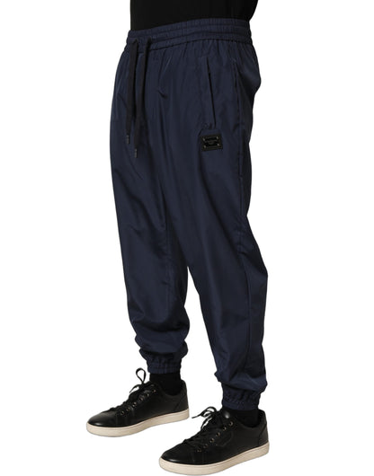 Dolce & Gabbana Men's Skinny Athletic Polyester Jogger Sweatpants - Dark Blue Signature