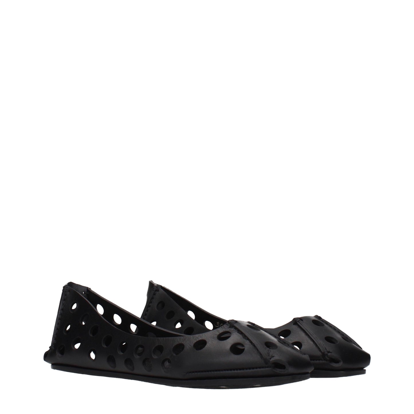 Alaïa Black Leather Ballet Flats