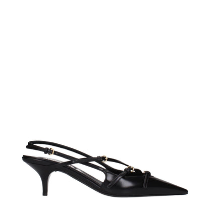 Miu Miu Black Leather High Heel Pumps