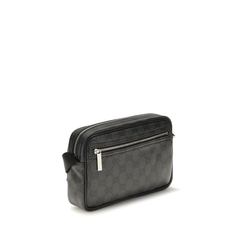 Mini Shoulder Bag by Gucci for men in raffia & leather black features a statuesque silhouette, showcasing a secure zipper and statuesque cardholder with versatile shoulder-strap & adjustable-strap for a statuesque finish.