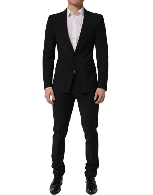 Dolce & Gabbana Men's Slim Polyester & Wool Pant Suit - Black