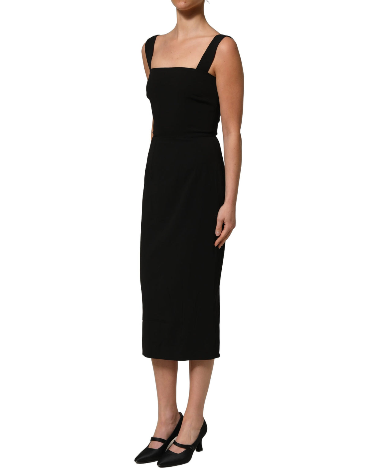 Dolce & Gabbana Women's Sheath Cocktail Square Neck Polyester Viscose Midi Mini Dress - Black