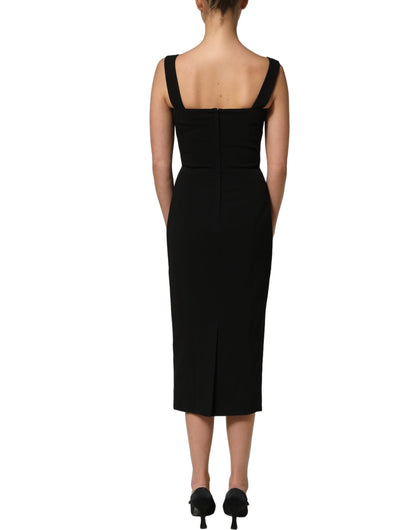 Dolce & Gabbana Women's Sheath Cocktail Square Neck Polyester Viscose Midi Mini Dress - Black