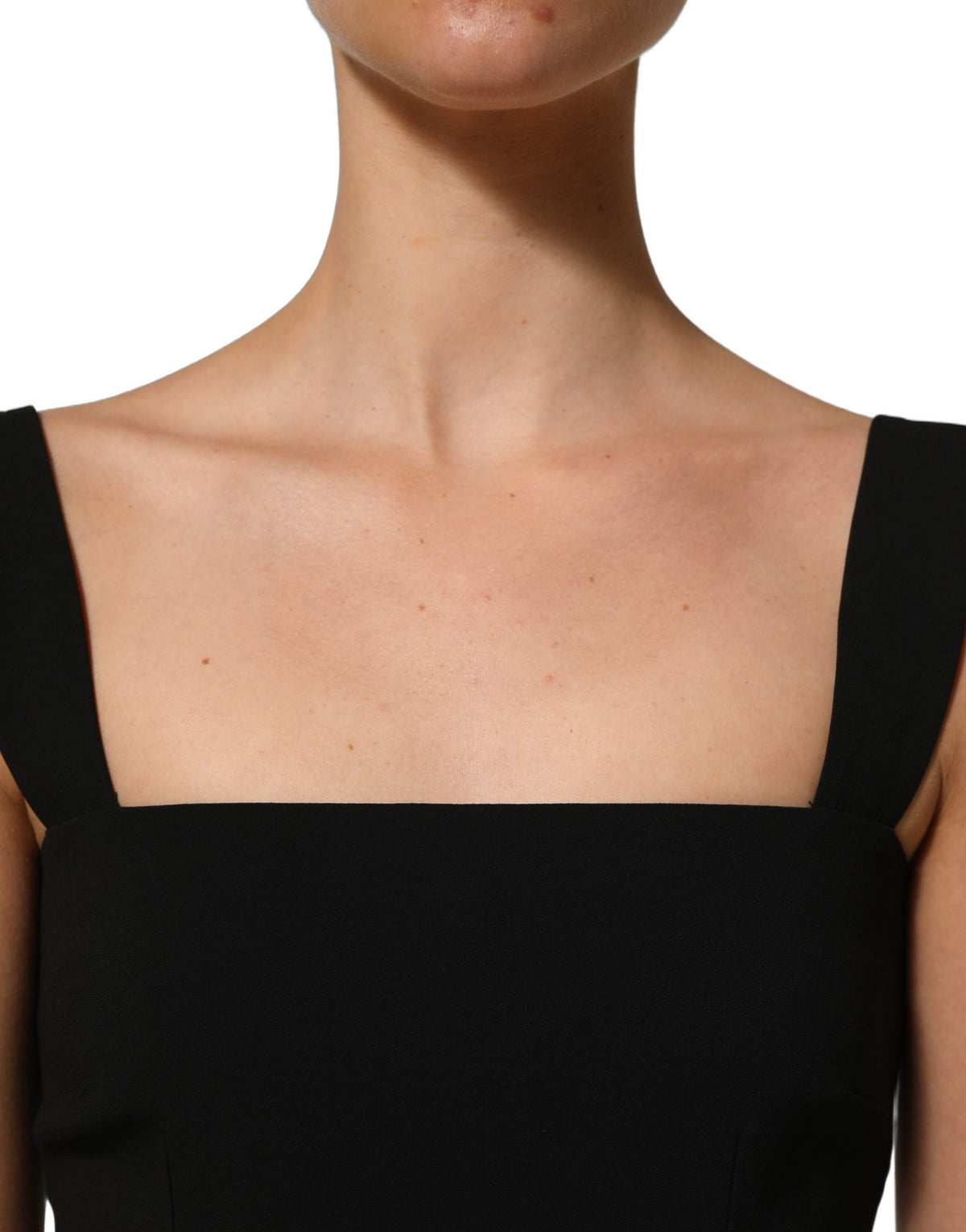 Dolce & Gabbana Women's Sheath Cocktail Square Neck Polyester Viscose Midi Mini Dress - Black