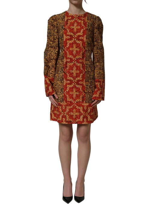Dolce & Gabbana Women's Wrap Cocktail Long-Sleeve Wool Silk Nylon & Elastane Mini Dress - Multicolor Print