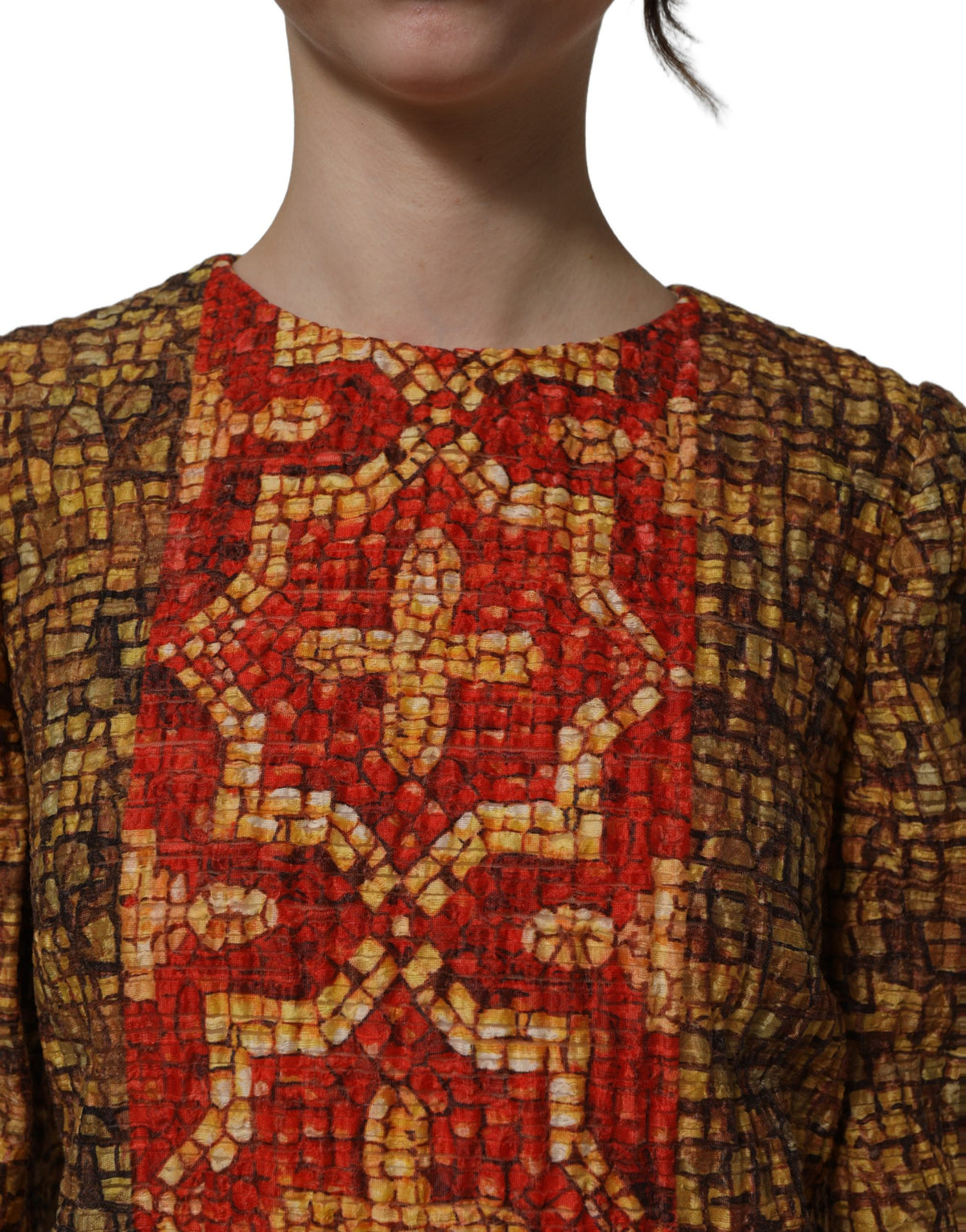 Dolce & Gabbana Women's Wrap Cocktail Long-Sleeve Wool Silk Nylon & Elastane Mini Dress - Multicolor Print
