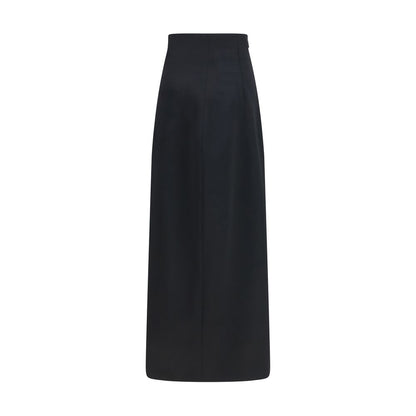 The Row Black Silk Long Skirt