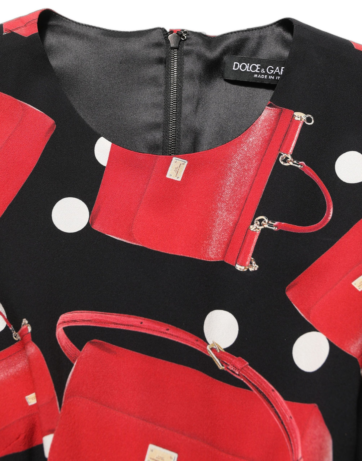 Dolce & Gabbana Women's Wrap Cocktail Long-Sleeve Crepe Silk Nylon & Elastane Midi Dress - Black Red White Print
