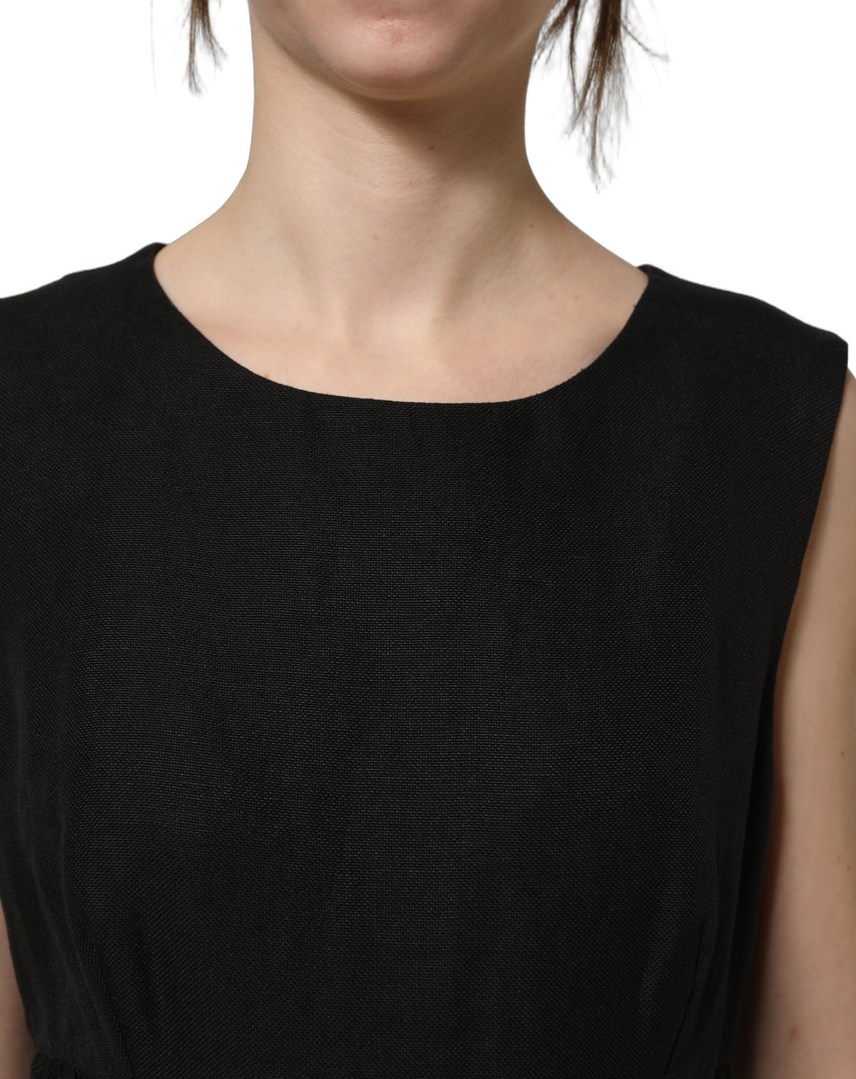Dolce & Gabbana Women's Shift Wrap Sleeveless Cotton Flax Ramie & Lace Mini Dress - Black Floral