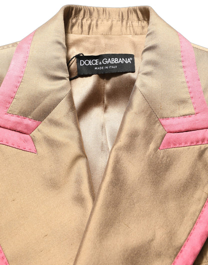 Dolce & Gabbana Women's Double Breasted Silk Blazer - Gold Pink Sand