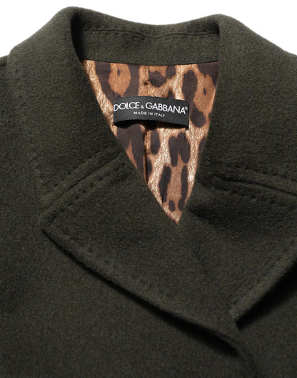Dolce & Gabbana Women's Double Breasted Peacoat Polyester Acrylic Wool Pea Coat - Dark Green