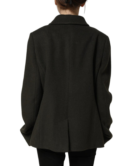 Dolce & Gabbana Women's Double Breasted Peacoat Polyester Acrylic Wool Pea Coat - Dark Green