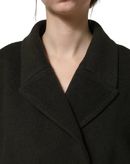 Dolce & Gabbana Women's Double Breasted Peacoat Polyester Acrylic Wool Pea Coat - Dark Green