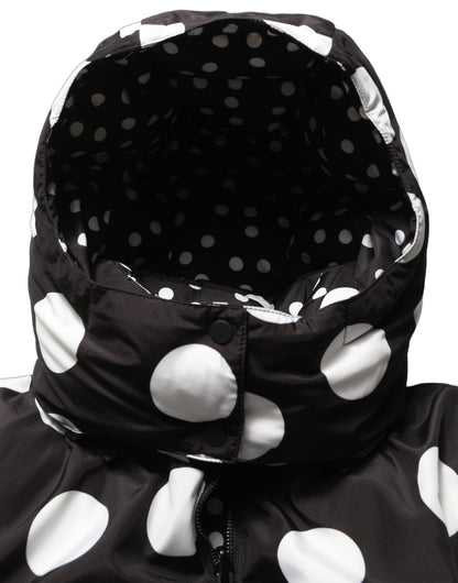 Dolce & Gabbana Women's Reversible Blouson Polyester Hooded Puffer Jacket - Black White