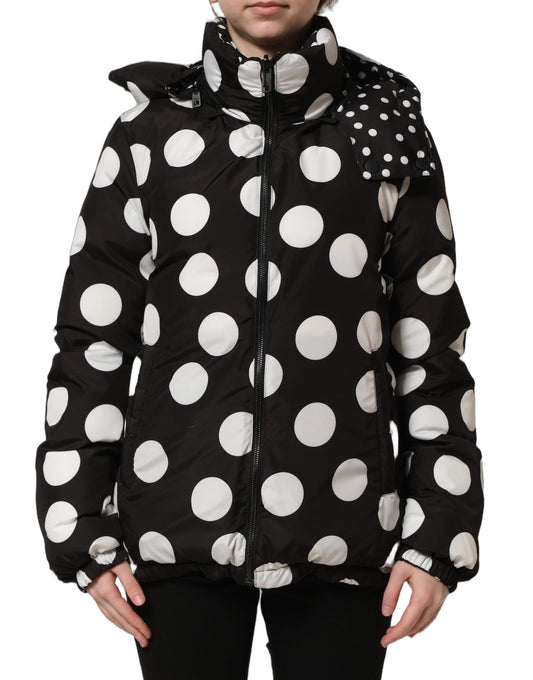 Dolce & Gabbana Women's Reversible Blouson Polyester Hooded Puffer Jacket - Black White