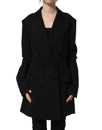 Dolce & Gabbana Women's Double Breasted Crepe Silk Nylon & Elastane Blazer - Black