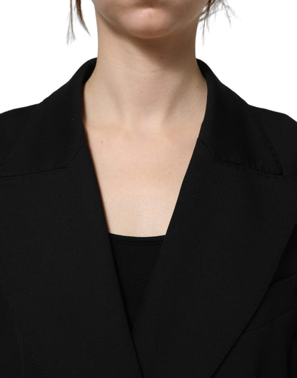 Dolce & Gabbana Women's Double Breasted Crepe Silk Nylon & Elastane Blazer - Black