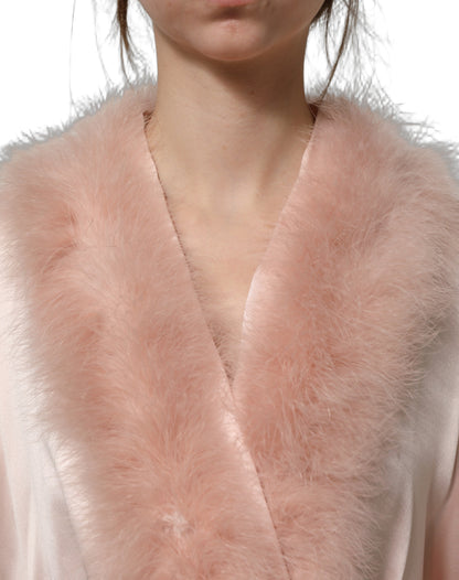Dolce & Gabbana Ribbon Women's Silk Satin Marabou & Feathers Jacket - Pink