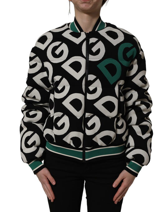 Dolce & Gabbana Women's Nylon Polyester & Viscose Bomber Jacket - Green Multicolor Print