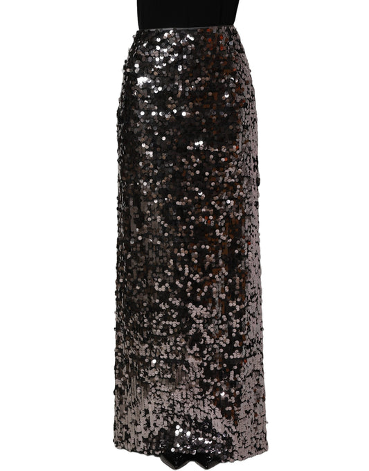 Dolce & Gabbana Women's Pencil Wrap Silk Nylon & Sequins Midi Mini Long Skirt - Brown