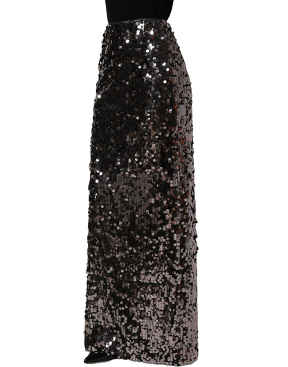 Dolce & Gabbana Women's Pencil Wrap Silk Nylon & Sequins Midi Mini Long Skirt - Brown