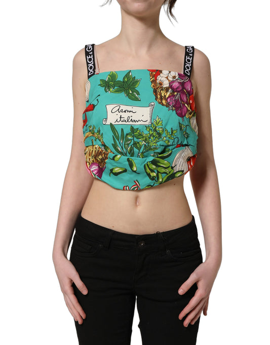 Tank Top by Dolce & Gabbana for women in silk multicolor & print showcases a meticulous silhouette, artfully finished with a meticulous wrap neckline and sleeveless for a sophisticated, meticulous look.
