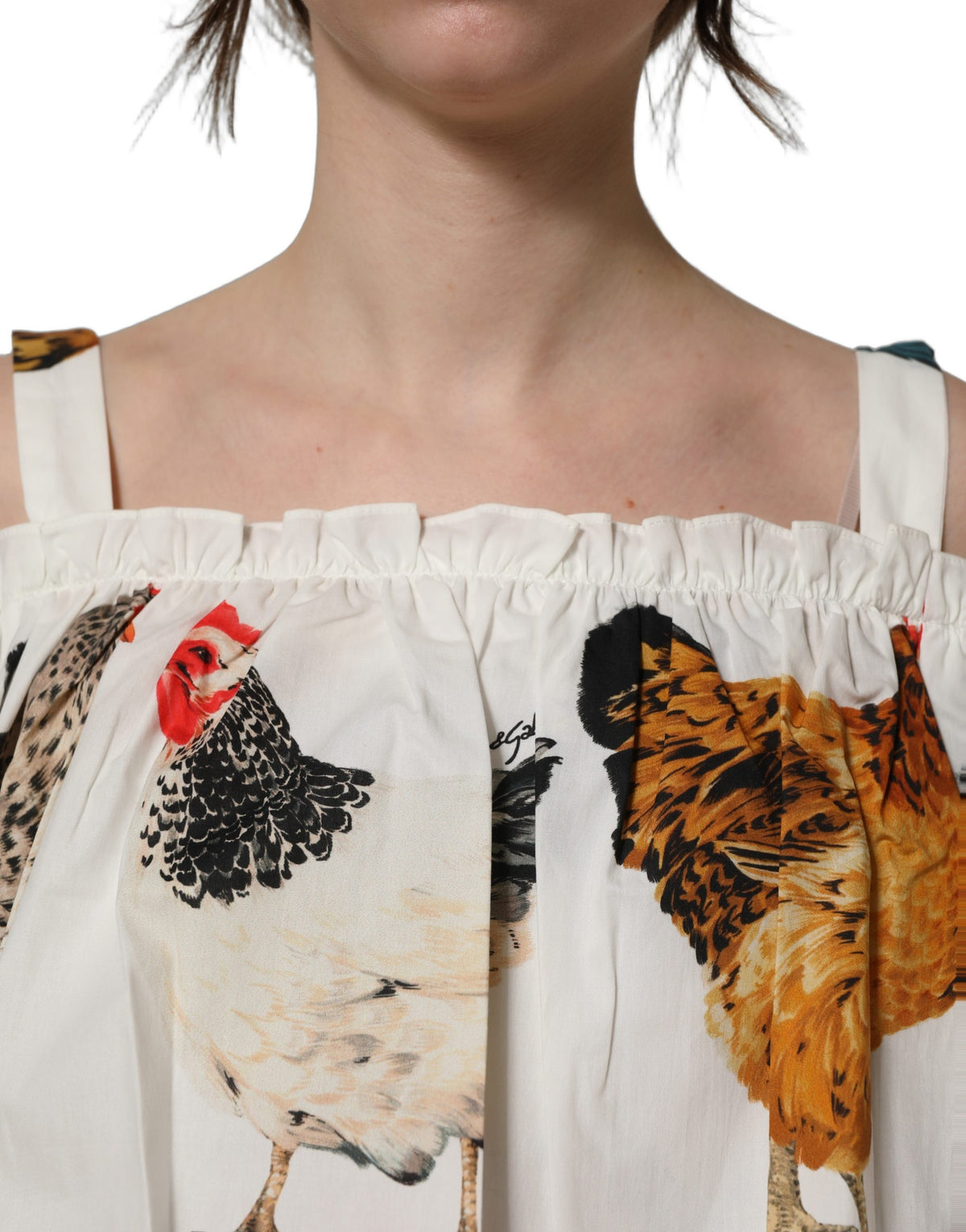 Dolce & Gabbana Women's Short-Sleeve Off The Shoulder Cotton Blouse - White Print