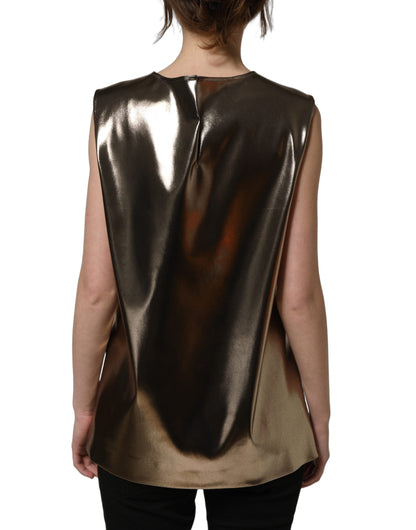 Dolce & Gabbana Women's Round Neck Acetate & Nylon Tank Top - Bronze