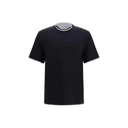 Brunello Cucinelli Black Cotton T-Shirt