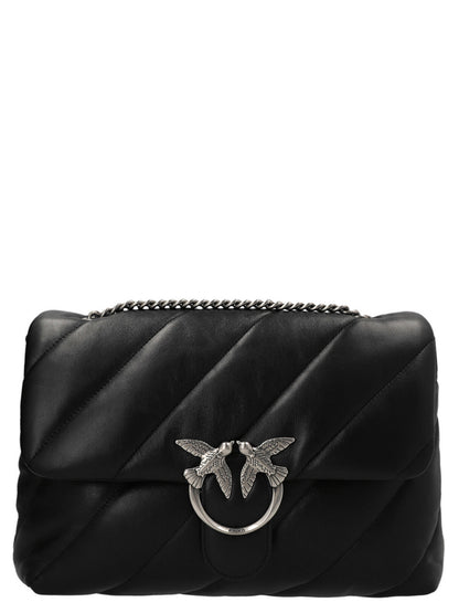 PINKO Black Lamb Leather Crossbody Bag