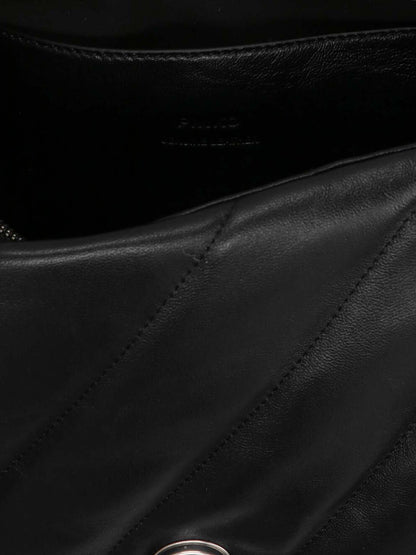 PINKO Black Lamb Leather Crossbody Bag