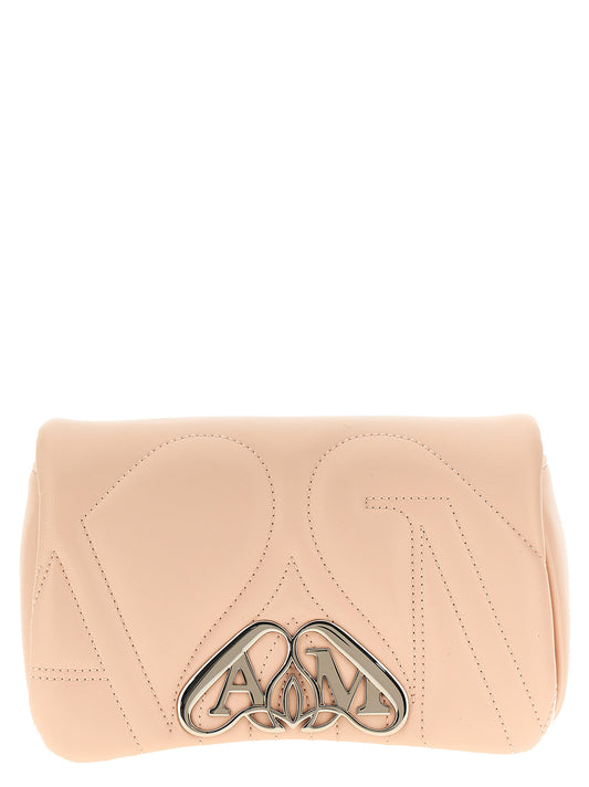 Mini Crossbody Handbag by Alexander McQueen for women in lamb leather beige features a multifaceted silhouette, showcasing a secure and multifaceted with versatile crossbody-strap & shoulder-strap for multifaceted style.