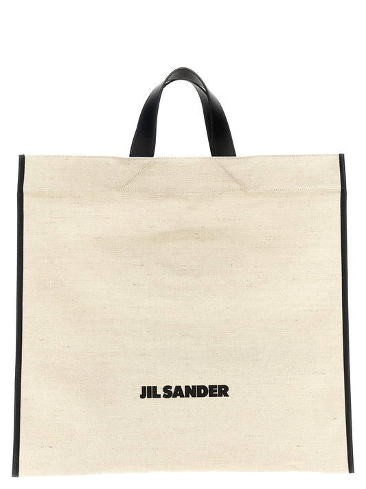 Shopper Tote Bag by Jil Sander for women in cotton polyester canvas bicolour, black, white & print features an jet-set Cotton Polyester Canvas Shopper Tote Bag design with a secure , ample , and versatile handle for an jet-set finish.