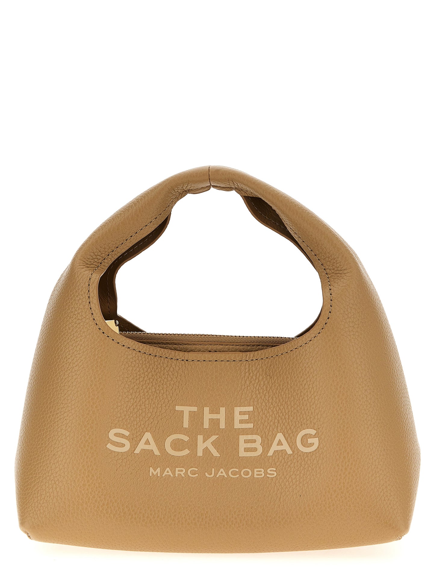 This Mini Pouch Clutch Handbag by Marc Jacobs for women in bos taurus calf suede leather and beige presents a sculptural silhouette featuring a secure magnetic, ample , and versatile handle for a sculptural finish.